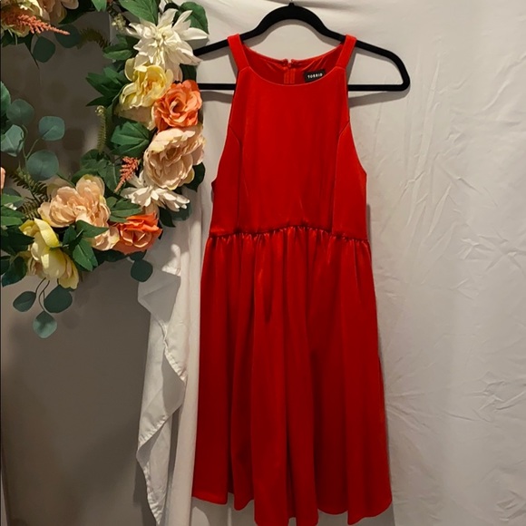 High Neck Red Dress - Picture 2 of 4